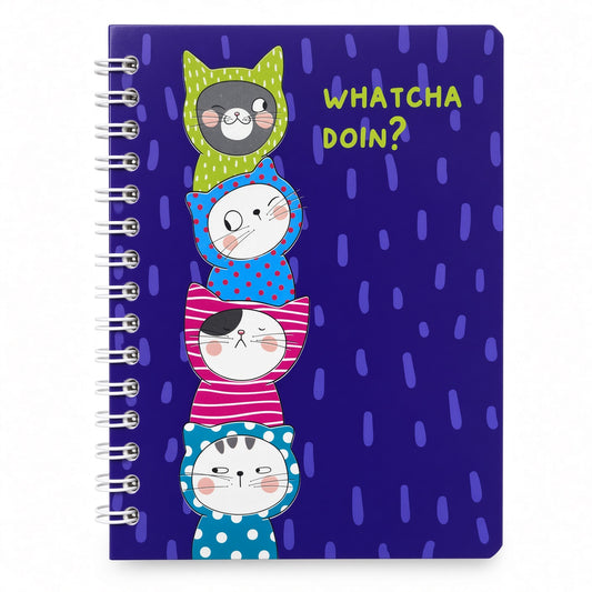 YASSIN Spiral Notebook –So Many Cat Design, Ruled Pages, Wire Binding, Cute Colorful Cover, Assorted Colors - A6 - No: 1268