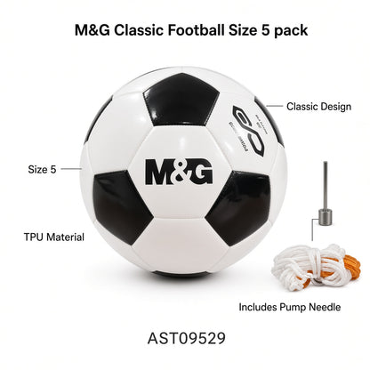 M&G Chenguang Classic Football Size 5 TPU Soccer Ball with Pump & Accessories – No: AST09529