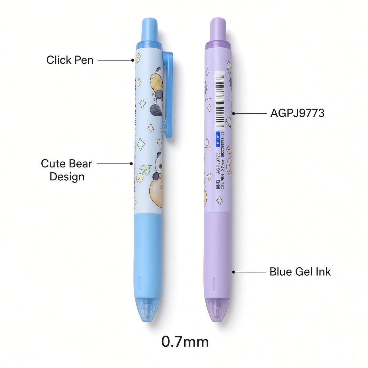 M&G Chenguang Gel Pen 0.7mm – Blue Ink – Cute Bear Design – Smooth Writing Pen - 1pcs - No: AGPJ9773