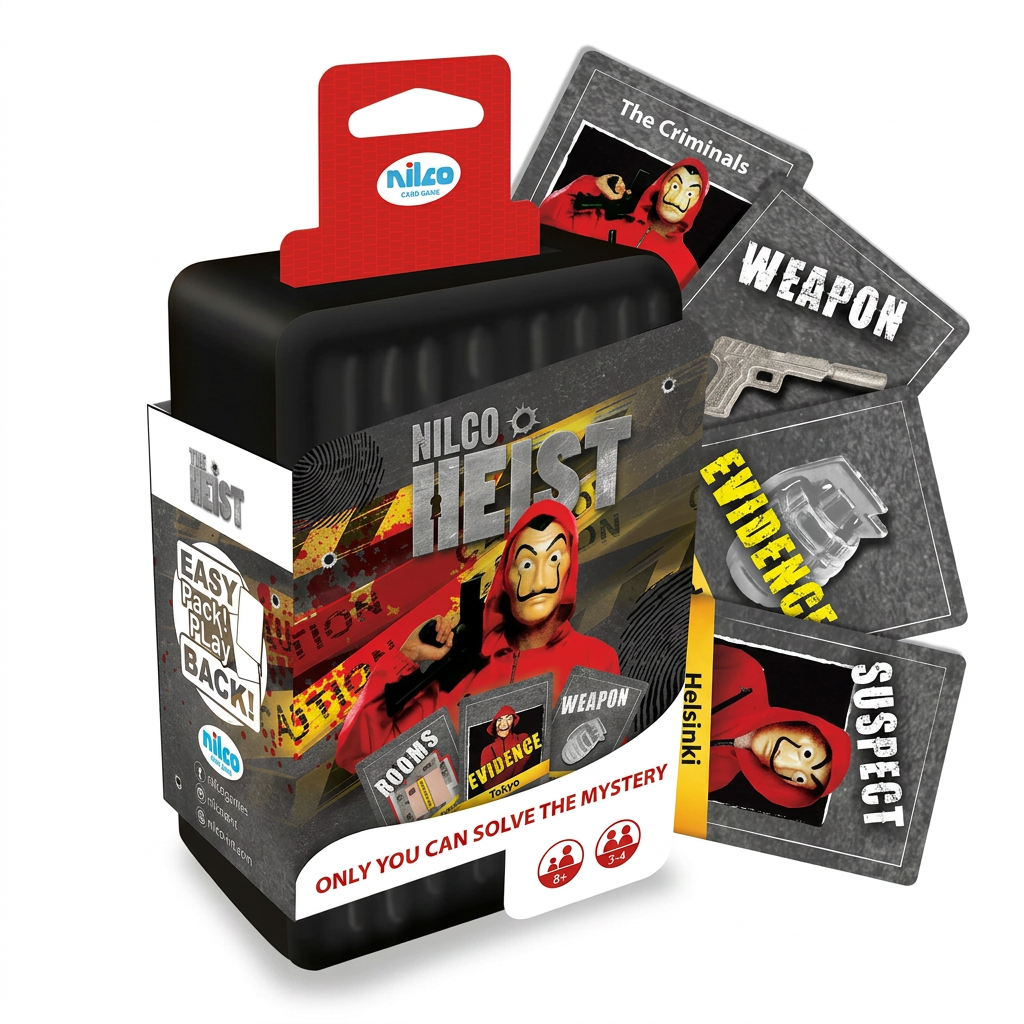 Friends playing the Nilco The Heist card game