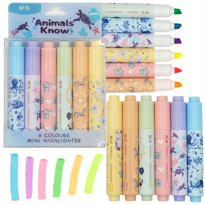 M&G Chenguang Animals Know Mini neon highlighters 6 colors - No:AHM29671