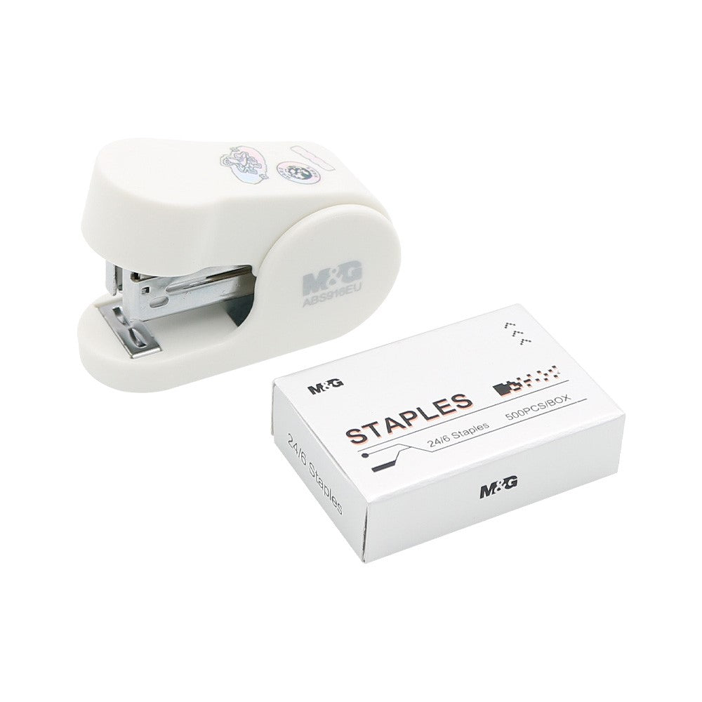 M&G Chenguang Hello Mars Mini Stapler Set – Compact Stapler with 500pcs 24/6 Staples, Up to 10 Sheets - 1pcs - No: ABS916EU